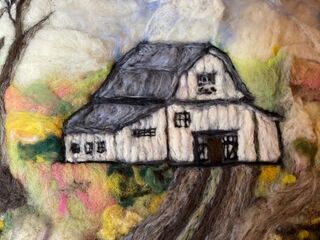 Fall White Barn Needle Felted