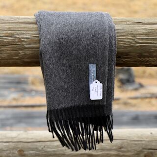 100% Alpaca Black Herringbone Scarf