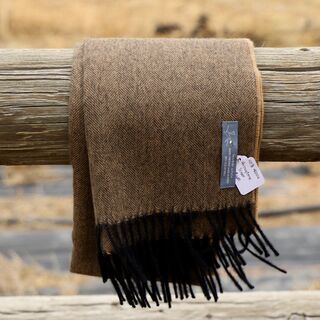 100% Alpaca Burnt Fawn Herringbone Scarf