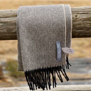 100% Alpaca Soft Gray Herringbone Scarf