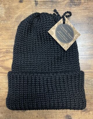 Alpaca rolled rimmed double knit hat