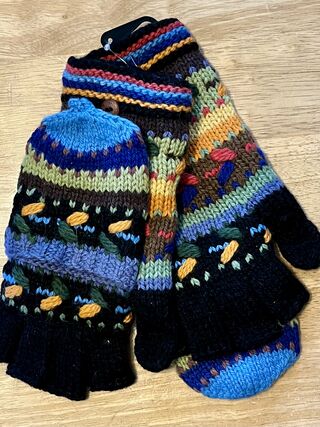 Alpaca Glittens- Lined- Multi/Black