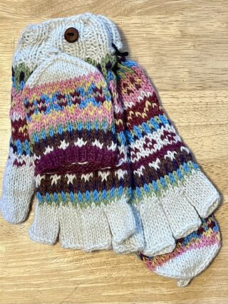 Alpaca Glittens- Lined- White Multi