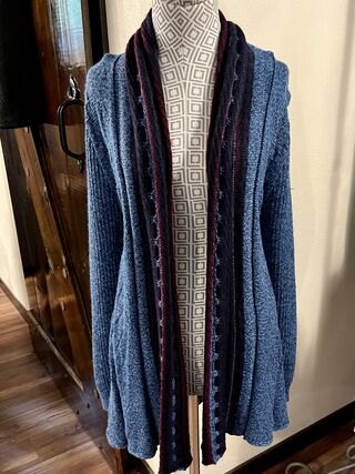 Shawl Collar Alpaca Sweater-Blue Purple