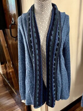 Shawl Collar Alpaca Sweater- Blues