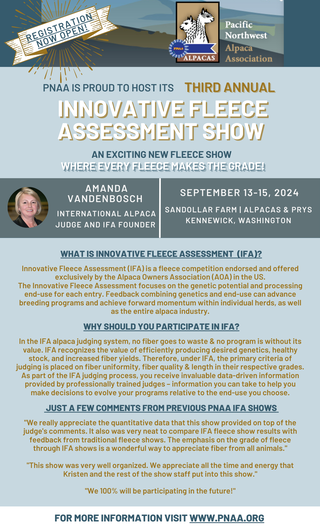 3rd Annual PNAA IFA Fleece Show! Register Now!