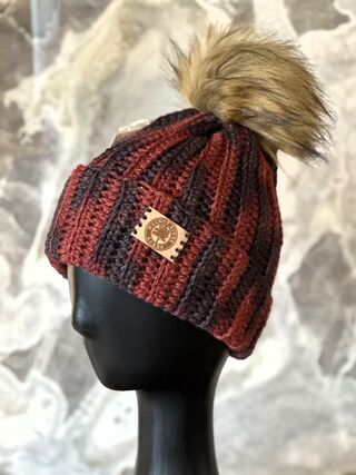 Red & Purple Pom Pom Hat