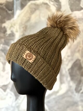 Olive Green Pom Pom Hat