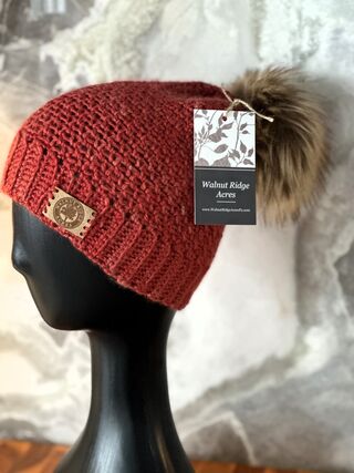 Photo of Child Red Pom Pom Hat